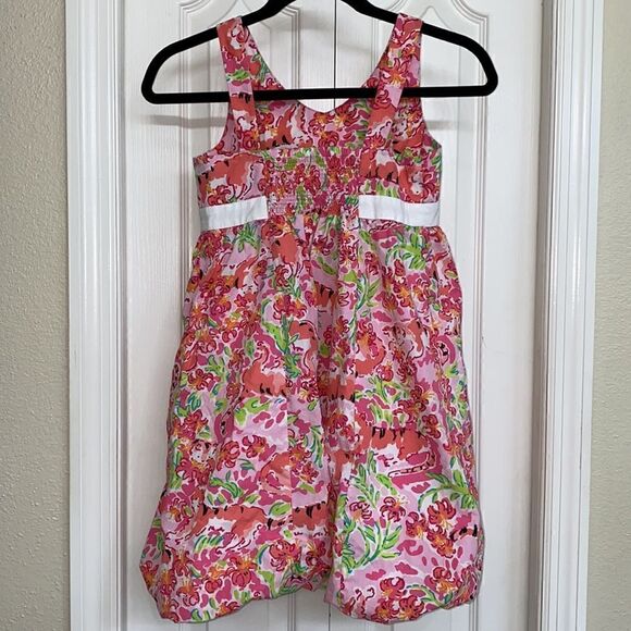 Lilly Pulitzer Girls Bubble Hem Pink Cat Dress - Picture 2 of 5
